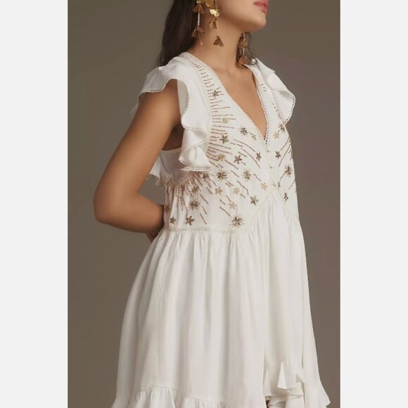 Brand New By Anthropologie V-Neck Sequin Deco Swing Dress - Picture 3 of 10